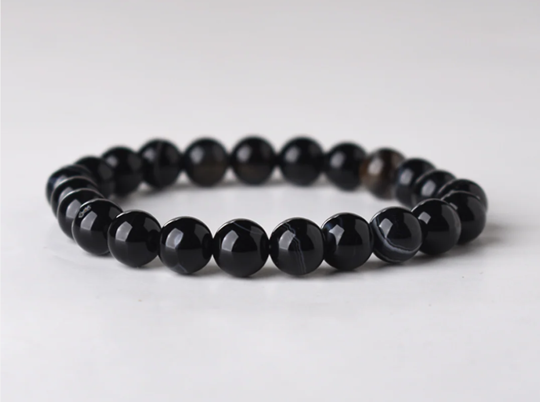 Black Stripe Agate Stone Bracelet