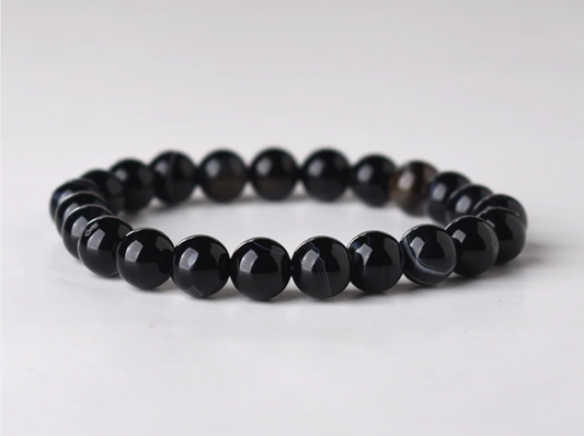 Black Stripe Agate Stone Bracelet